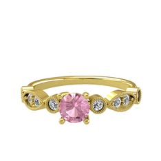 Minimal Meria Yüzük - Pembe kuvars ve swarovski 14 ayar altın yüzük #uaixhd