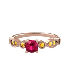 Rodolit garnet ve sitrin 925 ayar rose altın kaplama gümüş yüzük