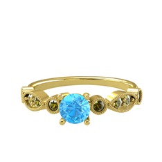 Minimal Meria Yüzük - Akuamarin ve peridot 8 ayar altın yüzük #wxr4zp