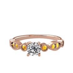 Minimal Meria Yüzük - Swarovski ve sitrin 8 ayar rose altın yüzük #wy2fuv