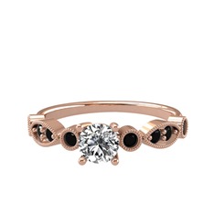 Minimal Meria Yüzük - Swarovski ve siyah zirkon 925 ayar rose altın kaplama gümüş yüzük #xae75e