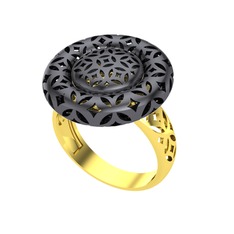 Adinkra Yüzük - 925 ayar siyah rodyum kaplama gümüş yüzük #1k30xd