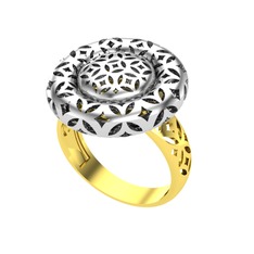 Adinkra Yüzük - 14 ayar beyaz altın yüzük #2czsnr