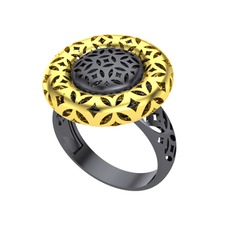 Adinkra Yüzük - 925 ayar siyah rodyum kaplama gümüş yüzük #9pfwo