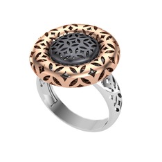 Adinkra Yüzük - 925 ayar siyah rodyum kaplama gümüş yüzük #mave39