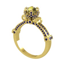 Peridot ve lab safir 18 ayar altın yüzük