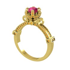 Kraliyet Tektaş Yüzük - Rodolit garnet ve sitrin 18 ayar altın yüzük #17ufpxm