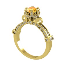 Kraliyet Tektaş Yüzük - Sitrin ve swarovski 14 ayar altın yüzük #18vxle6