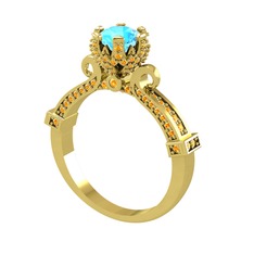 Kraliyet Tektaş Yüzük - Akuamarin ve sitrin 14 ayar altın yüzük #1b6cwdm