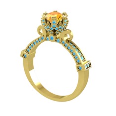 Sitrin ve akuamarin 14 ayar altın yüzük