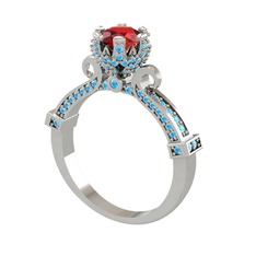 Kraliyet Tektaş Yüzük - Garnet ve akuamarin 925 ayar gümüş yüzük #1d4z5ri