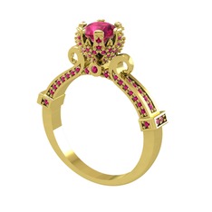 Kraliyet Tektaş Yüzük - Rodolit garnet 14 ayar altın yüzük #1euhier