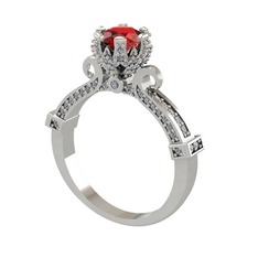 Kraliyet Tektaş Yüzük - Garnet ve pırlanta 18 ayar beyaz altın yüzük (1.034 karat) #1f33q6t