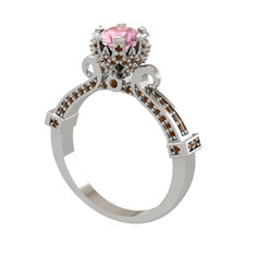 Kraliyet Tektaş Yüzük - Pembe kuvars ve dumanlı kuvars 925 ayar gümüş yüzük #1foidr7