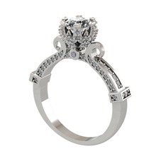 Kraliyet Tektaş Yüzük - Swarovski ve pırlanta 18 ayar beyaz altın yüzük (1.034 karat) #1h06k3