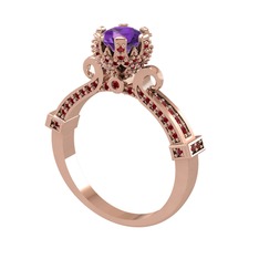 Ametist ve garnet 18 ayar rose altın yüzük