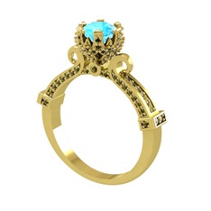 Kraliyet Tektaş Yüzük - Akuamarin ve peridot 14 ayar altın yüzük #1kkp2po