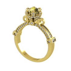 Kraliyet Tektaş Yüzük - Peridot ve swarovski 14 ayar altın yüzük #1ljzdxe