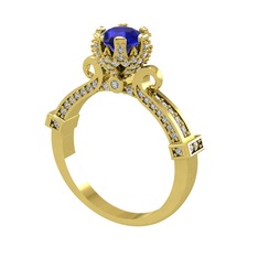 Lab safir ve swarovski 8 ayar altın yüzük