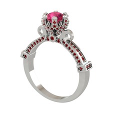 Kraliyet Tektaş Yüzük - Rodolit garnet ve garnet 18 ayar beyaz altın yüzük #1opxcf1
