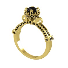 Kraliyet Tektaş Yüzük - Siyah zirkon 14 ayar altın yüzük #1oxq7n7