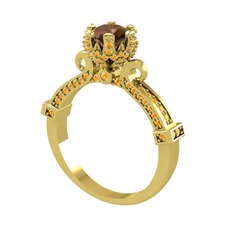 Kraliyet Tektaş Yüzük - Dumanlı kuvars ve sitrin 8 ayar altın yüzük #1p8s101