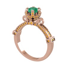 Kök zümrüt ve sitrin 18 ayar rose altın yüzük