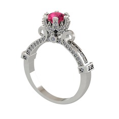 Kraliyet Tektaş Yüzük - Rodolit garnet ve pırlanta 925 ayar gümüş yüzük (1.034 karat) #1uwyfkk