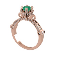 Kraliyet Tektaş Yüzük - Kök zümrüt ve swarovski 8 ayar rose altın yüzük #1vjm1zo