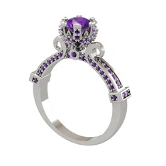 Kraliyet Tektaş Yüzük - Ametist 18 ayar beyaz altın yüzük #1xt19h