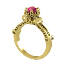 Kraliyet Tektaş Yüzük - Rodolit garnet ve peridot 18 ayar altın yüzük #1z01t7g
