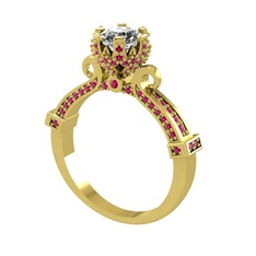 Kraliyet Tektaş Yüzük - Swarovski ve rodolit garnet 14 ayar altın yüzük #2fznsi