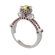 Peridot ve garnet 18 ayar beyaz altın yüzük