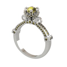 Kraliyet Tektaş Yüzük - Peridot 925 ayar gümüş yüzük #88udlk