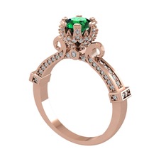 Kraliyet Tektaş Yüzük - Yeşil kuvars ve swarovski 18 ayar rose altın yüzük #9mijpb