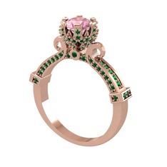 Pembe kuvars ve yeşil kuvars 8 ayar rose altın yüzük