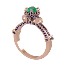 Kök zümrüt ve lab safir 925 ayar rose altın kaplama gümüş yüzük