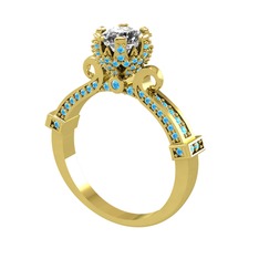 Kraliyet Tektaş Yüzük - Pırlanta ve akuamarin 18 ayar altın yüzük (0.92 karat) #bvzsbr