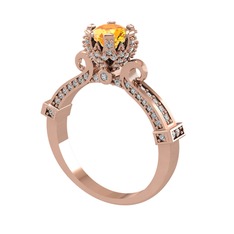 Kraliyet Tektaş Yüzük - Sitrin ve swarovski 8 ayar rose altın yüzük #frh4j8