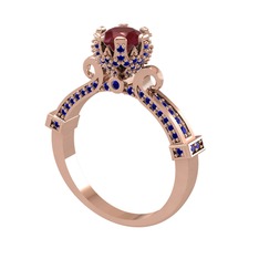 Kraliyet Tektaş Yüzük - Kök yakut ve lab safir 18 ayar rose altın yüzük #gofkvl