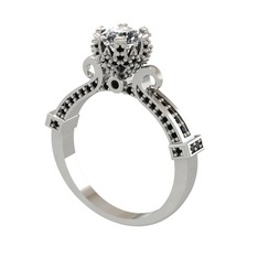 Kraliyet Tektaş Yüzük - Swarovski ve siyah zirkon 925 ayar gümüş yüzük #gwvgc5