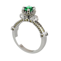 Kraliyet Tektaş Yüzük - Yeşil kuvars ve peridot 18 ayar beyaz altın yüzük #gx6rc1