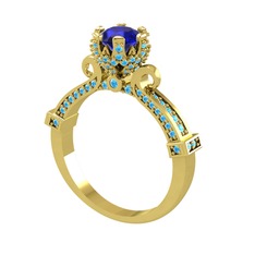 Kraliyet Tektaş Yüzük - Lab safir ve akuamarin 18 ayar altın yüzük #hcm3bw