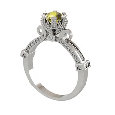 Peridot ve swarovski 18 ayar beyaz altın yüzük