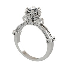 Kraliyet Tektaş Yüzük - Swarovski ve beyaz zirkon 14 ayar beyaz altın yüzük #kf77mh