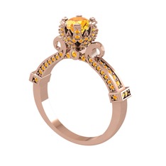 Kraliyet Tektaş Yüzük - Sitrin 14 ayar rose altın yüzük #lvf7pz