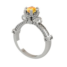 Sitrin ve swarovski 8 ayar beyaz altın yüzük