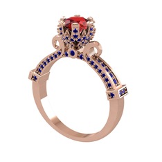 Kraliyet Tektaş Yüzük - Garnet ve lab safir 18 ayar rose altın yüzük #n14lnk