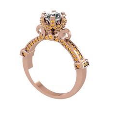 Kraliyet Tektaş Yüzük - Swarovski ve sitrin 14 ayar rose altın yüzük #o0j17h