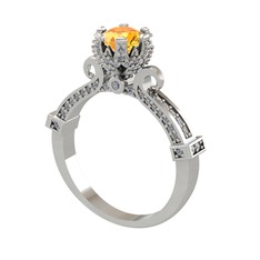Kraliyet Tektaş Yüzük - Sitrin ve pırlanta 925 ayar gümüş yüzük (1.034 karat) #o4vspr